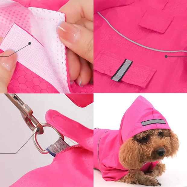 Pet Dog Waterproof Raincoat Small Large Dogs Reflective Rain Coat Waterproof Jacket Dog Outdoor Clothes Breathable Puppy Clothes